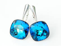 Kolczyki jak diamenty kryształ square Swarovski bermuda blue